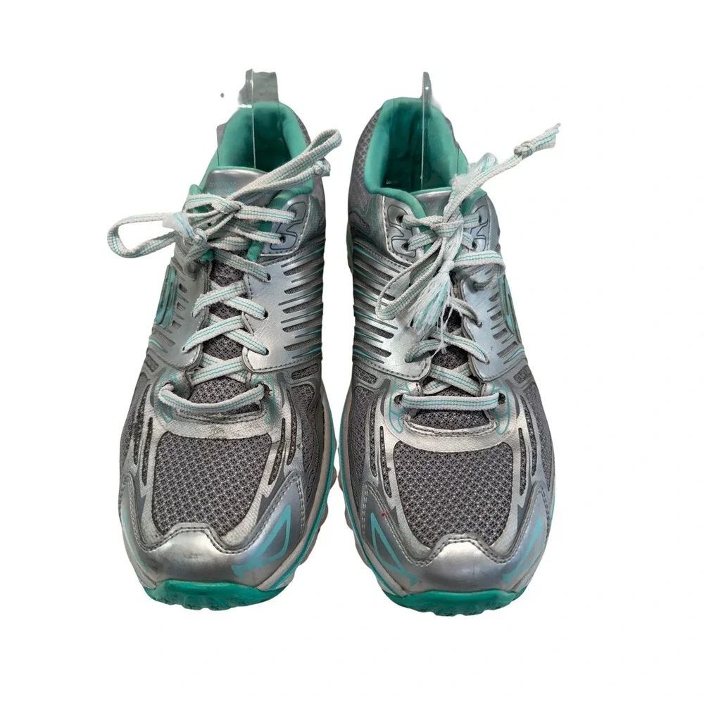 Skechers Ultra Cushioning System Sneakers Womens 9 Grey Silver Teal 12361‎ Y2K